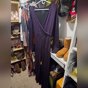 Purple Shimmer Long Sleeve Jumpsuit